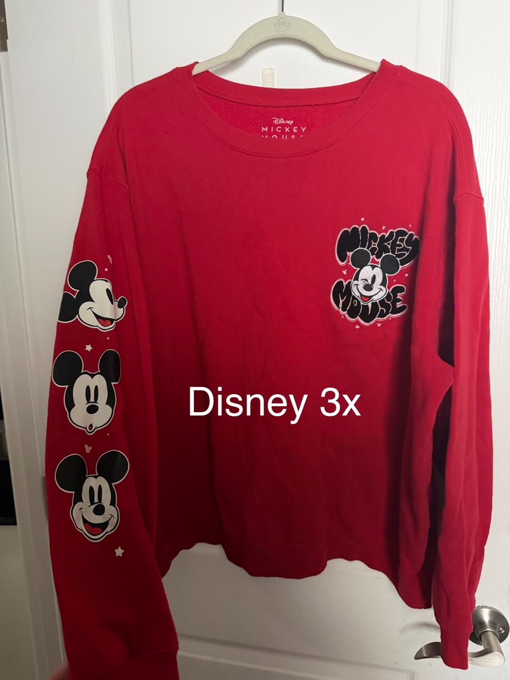 Disney Red Mickey Mouse Crewneck Sweatshirt